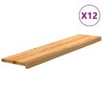 vidaXL Trepte de scară 12 buc maro deschis lemn masiv de stejar vidaXL Trepte de scară 12 buc maro deschis lemn masiv de stejar