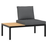 vidaXL Set canapea de grădină, 3 piese, cu perne, negru, aluminiu
