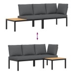 vidaXL Set canapea de grădină, 2 piese, cu perne, negru, aluminiu