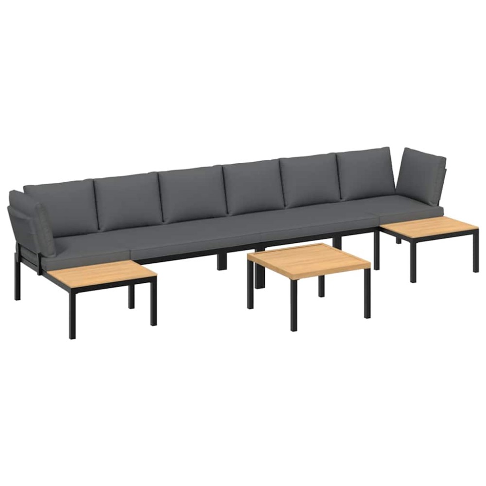 vidaXL Set canapea de grădină, 5 piese, cu perne, negru, aluminiu