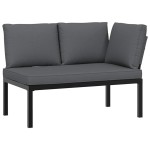 vidaXL Set canapea de grădină, 2 piese, cu perne, negru, aluminiu