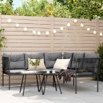 vidaXL Set canapea de grădină cu perne, negru, oțel și textilenă vidaXL Set canapea de grădină cu perne, negru, oțel și textilenă
