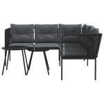 vidaXL Set canapea de grădină cu perne, negru, oțel și textilenă vidaXL Set canapea de grădină cu perne, negru, oțel și textilenă
