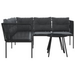 vidaXL Set canapea de grădină cu perne, negru, oțel și textilenă vidaXL Set canapea de grădină cu perne, negru, oțel și textilenă