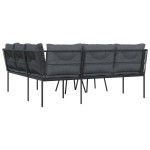 vidaXL Set canapea de grădină cu perne, negru, oțel și textilenă vidaXL Set canapea de grădină cu perne, negru, oțel și textilenă