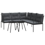 vidaXL Set canapea de grădină cu perne, negru, oțel și textilenă vidaXL Set canapea de grădină cu perne, negru, oțel și textilenă