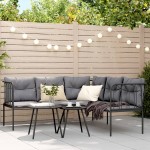 vidaXL Set canapea de grădină cu perne, negru, oțel și textilenă vidaXL Set canapea de grădină cu perne, negru, oțel și textilenă