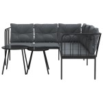 vidaXL Set canapea de grădină cu perne, negru, oțel și textilenă vidaXL Set canapea de grădină cu perne, negru, oțel și textilenă