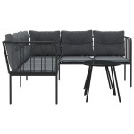 vidaXL Set canapea de grădină cu perne, negru, oțel și textilenă vidaXL Set canapea de grădină cu perne, negru, oțel și textilenă