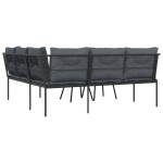 vidaXL Set canapea de grădină cu perne, negru, oțel și textilenă vidaXL Set canapea de grădină cu perne, negru, oțel și textilenă