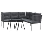 vidaXL Set canapea de grădină cu perne, negru, oțel și textilenă vidaXL Set canapea de grădină cu perne, negru, oțel și textilenă