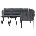 vidaXL Set canapea de grădină cu perne, negru, oțel și textilenă vidaXL Set canapea de grădină cu perne, negru, oțel și textilenă
