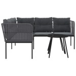 vidaXL Set canapea de grădină cu perne, negru, oțel și textilenă vidaXL Set canapea de grădină cu perne, negru, oțel și textilenă