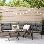 vidaXL Set canapea de grădină cu perne, negru, oțel și textilenă vidaXL Set canapea de grădină cu perne, negru, oțel și textilenă