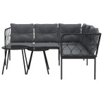 vidaXL Set canapea de grădină cu perne, negru, oțel și textilenă vidaXL Set canapea de grădină cu perne, negru, oțel și textilenă