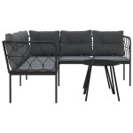 vidaXL Set canapea de grădină cu perne, negru, oțel și textilenă vidaXL Set canapea de grădină cu perne, negru, oțel și textilenă