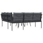vidaXL Set canapea de grădină cu perne, negru, oțel și textilenă vidaXL Set canapea de grădină cu perne, negru, oțel și textilenă
