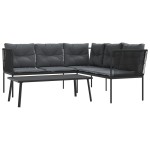 vidaXL Set canapea de grădină cu perne, negru, oțel și textilenă vidaXL Set canapea de grădină cu perne, negru, oțel și textilenă