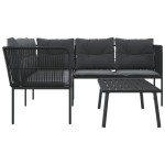 vidaXL Set canapea de grădină cu perne, negru, oțel și textilenă vidaXL Set canapea de grădină cu perne, negru, oțel și textilenă