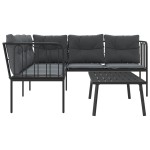vidaXL Set canapea de grădină cu perne, negru, oțel și textilenă vidaXL Set canapea de grădină cu perne, negru, oțel și textilenă