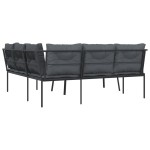 vidaXL Set canapea de grădină cu perne, negru, oțel și textilenă vidaXL Set canapea de grădină cu perne, negru, oțel și textilenă