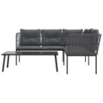vidaXL Set canapea de grădină cu perne, negru, oțel și textilenă vidaXL Set canapea de grădină cu perne, negru, oțel și textilenă