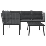 vidaXL Set canapea de grădină cu perne, negru, oțel și textilenă vidaXL Set canapea de grădină cu perne, negru, oțel și textilenă