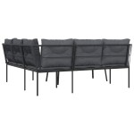 vidaXL Set canapea de grădină cu perne, negru, oțel și textilenă vidaXL Set canapea de grădină cu perne, negru, oțel și textilenă