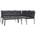 vidaXL Set canapea de grădină cu perne, negru, oțel și textilenă vidaXL Set canapea de grădină cu perne, negru, oțel și textilenă