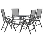 vidaXL Set scaune de grădină rabatabile, 5 buc., antracit, oțel vopsit