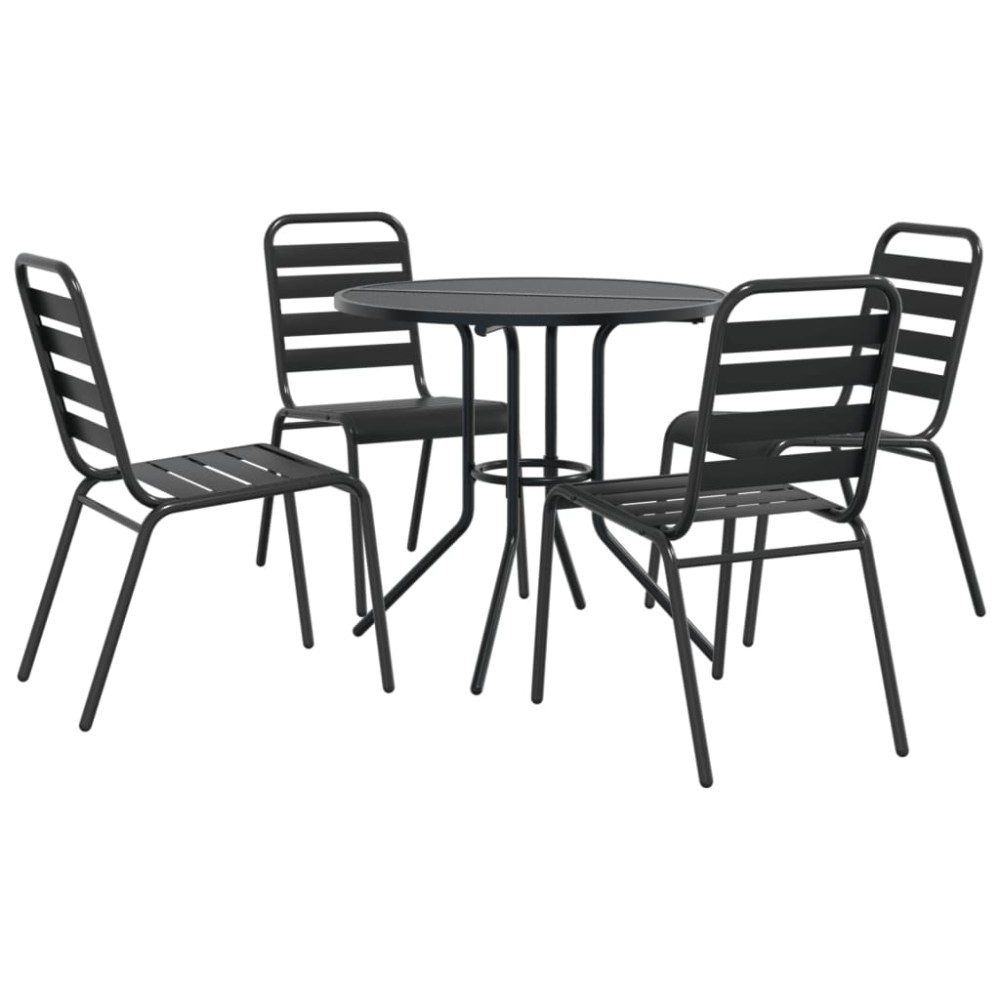 vidaXL Set scaune de grădină stivuibile, 5 buc., antracit, oțel vopsit