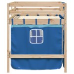 vidaXL Pat etajat de copii cu perdele, blå, 80x200 cm, lemn masiv pin vidaXL Pat etajat de copii cu perdele, blå, 80x200 cm, lemn masiv pin