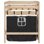 vidaXL Pat etajat de copii perdele, alb/negru 90x200 cm lemn masiv pin vidaXL Pat etajat de copii perdele, alb/negru 90x200 cm lemn masiv pin
