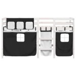 vidaXL Pat etajat de copii perdele, alb/negru 90x190 cm lemn masiv pin vidaXL Pat etajat de copii perdele, alb/negru 90x190 cm lemn masiv pin