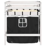 vidaXL Pat etajat de copii perdele, alb/negru 90x190 cm lemn masiv pin vidaXL Pat etajat de copii perdele, alb/negru 90x190 cm lemn masiv pin