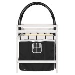 vidaXL Pat etajat de copii cu tunel alb/negru 90x190 cm lemn masiv pin