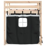 vidaXL Pat supraetajat de copii perdele, alb/negru, 90x200 cm lemn pin