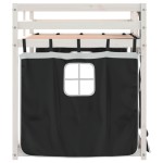 vidaXL Pat supraetajat de copii perdele, alb/negru, 80x200 cm lemn pin vidaXL Pat supraetajat de copii perdele, alb/negru, 80x200 cm lemn pin