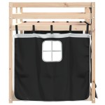 vidaXL Pat supraetajat de copii perdele, alb/negru, 75x190 cm lemn pin vidaXL Pat supraetajat de copii perdele, alb/negru, 75x190 cm lemn pin
