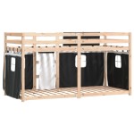 vidaXL Pat supraetajat de copii perdele, alb/negru, 75x190 cm lemn pin vidaXL Pat supraetajat de copii perdele, alb/negru, 75x190 cm lemn pin