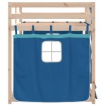 vidaXL Pat supraetajat cu perdele, albastru, 75x190 cm, lemn masiv pin vidaXL Pat supraetajat cu perdele, albastru, 75x190 cm, lemn masiv pin