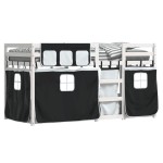 vidaXL Pat supraetajat de copii perdele, alb/negru, 75x190 cm lemn pin vidaXL Pat supraetajat de copii perdele, alb/negru, 75x190 cm lemn pin