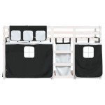 vidaXL Pat supraetajat de copii perdele, alb/negru, 75x190 cm lemn pin vidaXL Pat supraetajat de copii perdele, alb/negru, 75x190 cm lemn pin