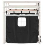 vidaXL Pat supraetajat de copii perdele, alb/negru, 75x190 cm lemn pin vidaXL Pat supraetajat de copii perdele, alb/negru, 75x190 cm lemn pin