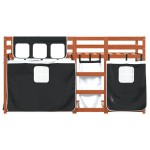 vidaXL Pat supraetajat de copii perdele, alb/negru, 75x190 cm lemn pin vidaXL Pat supraetajat de copii perdele, alb/negru, 75x190 cm lemn pin