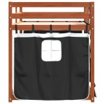 vidaXL Pat supraetajat de copii perdele, alb/negru, 75x190 cm lemn pin vidaXL Pat supraetajat de copii perdele, alb/negru, 75x190 cm lemn pin