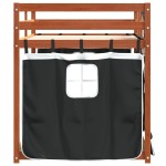 vidaXL Pat supraetajat de copii perdele, alb/negru, 90x190 cm lemn pin