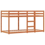 vidaXL Pat supraetajat cu perdele, albastru, 90x190 cm, lemn masiv pin