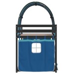 vidaXL Pat supraetajat cu perdele, albastru, 90x200 cm, lemn masiv pin vidaXL Pat supraetajat cu perdele, albastru, 90x200 cm, lemn masiv pin