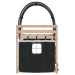vidaXL Pat supraetajat de copii perdele, alb/negru, 75x190 cm lemn pin vidaXL Pat supraetajat de copii perdele, alb/negru, 75x190 cm lemn pin